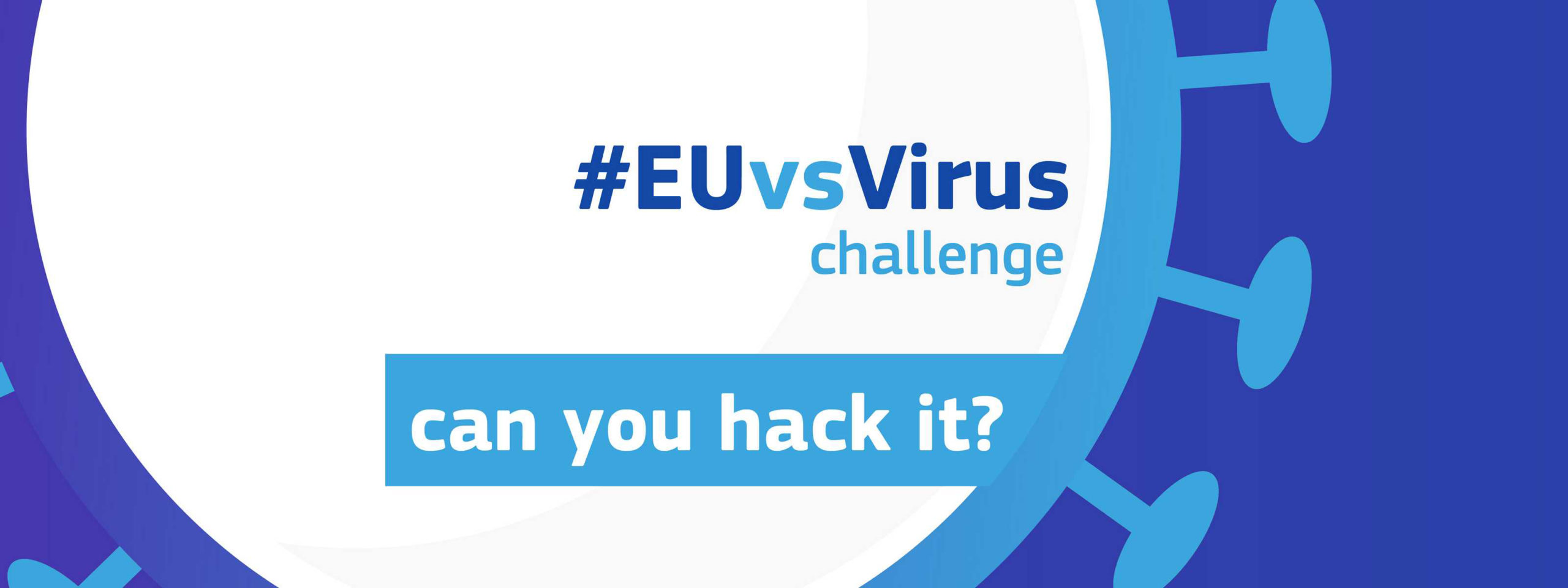 Bild mit schematischer Drstellung eines Virus und der Aufschrift #EUvsVirusVirus