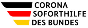 Corona Soforthilfe des Bundes, Logo mit schwarz-rot-goldenen Streifen.