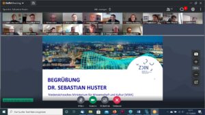 Screenshot eines Online Meetings des ZDIN Beirats mit zahlreichen Mitgliedern.
