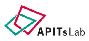 Logo des Apits Lab mit zwei bunten, schiefen Vierecken und Schriftzug