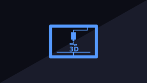 Grafik 3D-Druck mit angedeutetem 3D-Druckkopf über dem Schriftzug 3D.