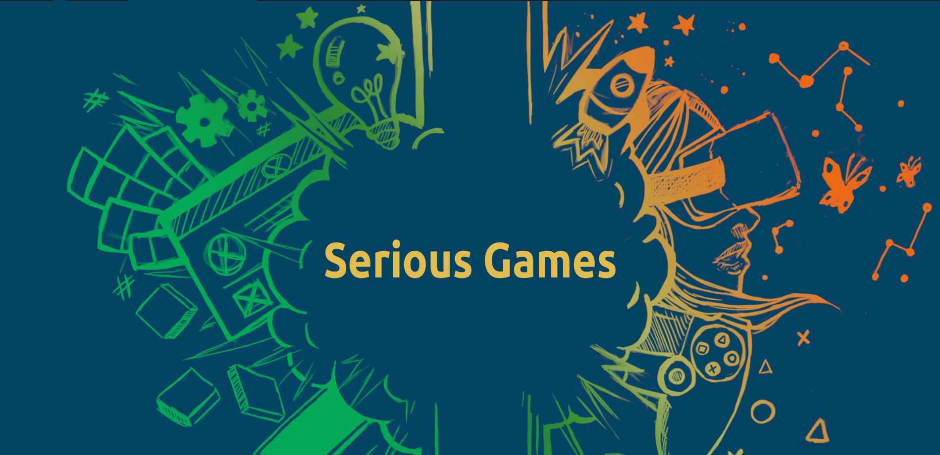 Eine Grafik mit dem Schriftzu Serious Games im Zentrum