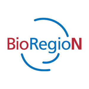 Logo von BioRegioN in rot und blau.