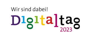 Logo des Digitaltags 2023 mit dem Spruch "Wir sind dabei".