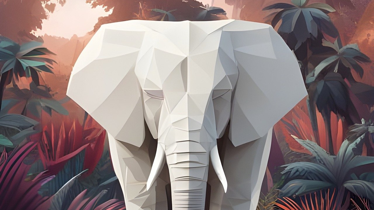 KI-generiertes Bild eines Elefanten im Dschungel.